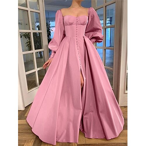 A-Line Minimalist Elegant Engagement Prom Birthday Dress Scoop Neck Long Sleeve Floor Length Taffeta with Slit 2022
A-Line Minimalist Elegant Engagement Prom Birthday Dress Scoop Neck Long Sleeve Floor Length Taffeta with Slit 2022