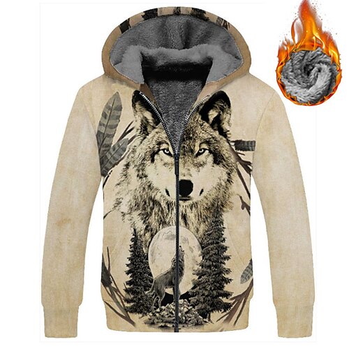 Men's Fleece Jacket Full Zip Hoodie Fleece Hoodie Sherpa Jacket Khaki Hooded Animal Wolf Graphic Prints Zipper Print Sports & Outdoor Daily Sports 3D Print Fleece Streetwear Designer Casual Winter
Men's Fleece Jacket Full Zip Hoodie Fleece Hoodie Sherpa Jacket Khaki Hooded Animal Wolf Graphic Prints Zipper Print Sports & Outdoor Daily Sports 3D Print Fleece Streetwear Designer Casual Winter