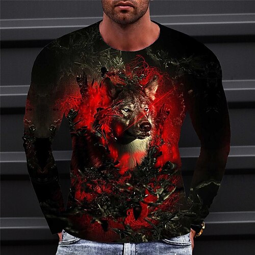 Men's T shirt Tee Animal Wolf Graphic Prints Crew Neck Green Blue Orange Red 3D Print Outdoor Street Long Sleeve Print Clothing Apparel Basic Sports Designer Casual
Men's T shirt Tee Animal Wolf Graphic Prints Crew Neck Green Blue Orange Red 3D Print Outdoor Street Long Sleeve Print Clothing Apparel Basic Sports Designer Casual