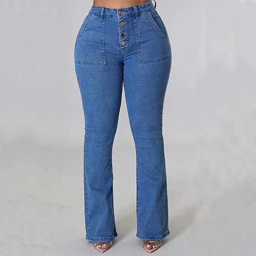 Per donna Jeans Pantaloni a zampa Fondo a campana Denim Blu marina Vita alta Streetwear Informale Casual Per uscire Casual / quotidiano Tasche Elasticizzato Lunghezza intera All'aperto Tinta unita S
Per donna Jeans Pantaloni a zampa Fondo a campana Denim Blu marina Vita alta Streetwear Informale Casual Per uscire Casual / quotidiano Tasche Elasticizzato Lunghezza intera All'aperto Tinta unita S