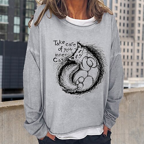 Women's Sweatshirt Pullover Basic Blue Khaki Gray Cat Street Round Neck Long Sleeve S M L XL 2XL 3XL
Women's Sweatshirt Pullover Basic Blue Khaki Gray Cat Street Round Neck Long Sleeve S M L XL 2XL 3XL