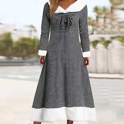 Women's Casual Dress Swing Dress Midi Dress Gray Long Sleeve Color Block Patchwork Winter Fall Spring V Neck Stylish Weekend 2022 S M L XL XXL 3XL
Women's Casual Dress Swing Dress Midi Dress Gray Long Sleeve Color Block Patchwork Winter Fall Spring V Neck Stylish Weekend 2022 S M L XL XXL 3XL