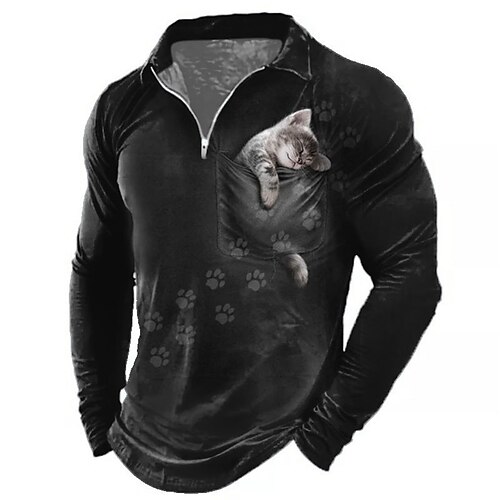 Men's Polo Shirt Golf Shirt Animal Cat Graphic Prints Turndown Black 3D Print Outdoor Street Long Sleeve Zipper Print Clothing Apparel Fashion Designer Casual Soft
Men's Polo Shirt Golf Shirt Animal Cat Graphic Prints Turndown Black 3D Print Outdoor Street Long Sleeve Zipper Print Clothing Apparel Fashion Designer Casual Soft