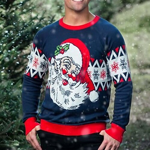 Men's Sweater Ugly Christmas Sweater Pullover Sweater Jumper Ribbed Knit Cropped Knitted Christmas Pattern Crew Neck Keep Warm Modern Contemporary Christmas Work Clothing Apparel Fall & Winter Blue S
Men's Sweater Ugly Christmas Sweater Pullover Sweater Jumper Ribbed Knit Cropped Knitted Christmas Pattern Crew Neck Keep Warm Modern Contemporary Christmas Work Clothing Apparel Fall & Winter Blue S