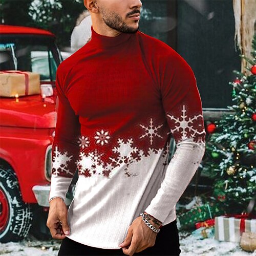 Men's T shirt Tee Graphic Snowflake Turtleneck Red 3D Print Outdoor Christmas Long Sleeve Print Clothing Apparel Basic Streetwear Designer Comfortable
Men's T shirt Tee Graphic Snowflake Turtleneck Red 3D Print Outdoor Christmas Long Sleeve Print Clothing Apparel Basic Streetwear Designer Comfortable