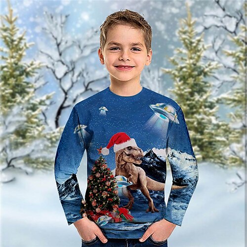 Toddler Boys Christmas T shirt Tee Animal Dinosaur Long Sleeve Crewneck Children Top Casual 3D Print Cool Daily Winter Fall Blue 7-13 Years
Toddler Boys Christmas T shirt Tee Animal Dinosaur Long Sleeve Crewneck Children Top Casual 3D Print Cool Daily Winter Fall Blue 7-13 Years