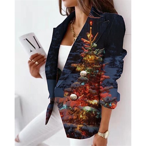 Women's Blazer Breathable Office Christmas Work with Pockets Print Double Breasted Turndown Formal Modern Office / career Christmas Snowman Regular Fit Outerwear Long Sleeve Winter Fall Blue Red S M
Women's Blazer Breathable Office Christmas Work with Pockets Print Double Breasted Turndown Formal Modern Office / career Christmas Snowman Regular Fit Outerwear Long Sleeve Winter Fall Blue Red S M