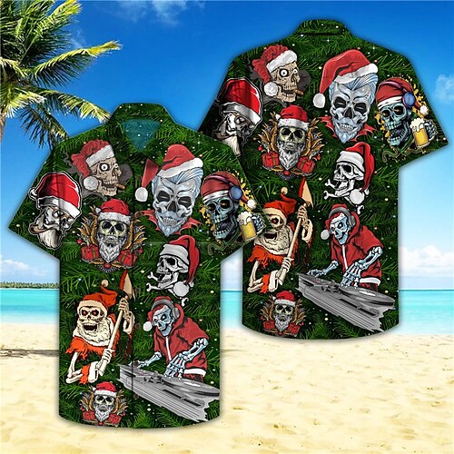 Men's Shirt Skull Santa Claus Graphic Prints Turndown Green 3D Print Christmas Street Short Sleeve Button-Down Print Clothing Apparel Fashion Designer Casual Breathable
Men's Shirt Skull Santa Claus Graphic Prints Turndown Green 3D Print Christmas Street Short Sleeve Button-Down Print Clothing Apparel Fashion Designer Casual Breathable