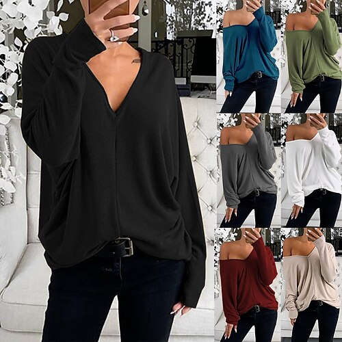 Women's T shirt Tee Patchwork Solid / Plain Color Classic Modern V Neck Regular Spring & Fall Wine Red Black Blue Dark Gray Army Green
Women's T shirt Tee Patchwork Solid / Plain Color Classic Modern V Neck Regular Spring & Fall Wine Red Black Blue Dark Gray Army Green