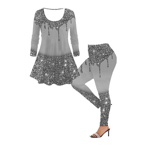 Women's Plus Size Tops Set Color Gradient Print Long Sleeve Crew Neck Casual Daily Going out Polyester Winter Fall Silver Gold
Women's Plus Size Tops Set Color Gradient Print Long Sleeve Crew Neck Casual Daily Going out Polyester Winter Fall Silver Gold