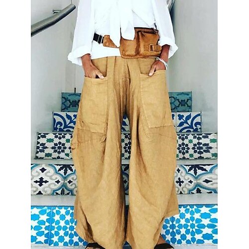 Women's Pants Trousers Cotton Blend Black Blue Burgundy Fashion Casual Weekend Side Pockets Wide Leg Full Length Comfort Plain S M L XL XXL
Women's Pants Trousers Cotton Blend Black Blue Burgundy Fashion Casual Weekend Side Pockets Wide Leg Full Length Comfort Plain S M L XL XXL