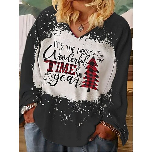 Women's Plus Size Christmas Tops Pullover Sweatshirt Letter Christmas Tree Print Long Sleeve V Neck Casual Festival Daily Polyester Winter Fall Green Black
Women's Plus Size Christmas Tops Pullover Sweatshirt Letter Christmas Tree Print Long Sleeve V Neck Casual Festival Daily Polyester Winter Fall Green Black