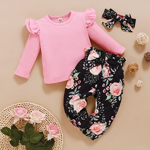 3 Pieces Toddler Girls' Floral Crewneck Pants Suit Set Long Sleeve Adorable School 3-7 Years Winter Green Pink Wine
3 Pieces Toddler Girls' Floral Crewneck Pants Suit Set Long Sleeve Adorable School 3-7 Years Winter Green Pink Wine