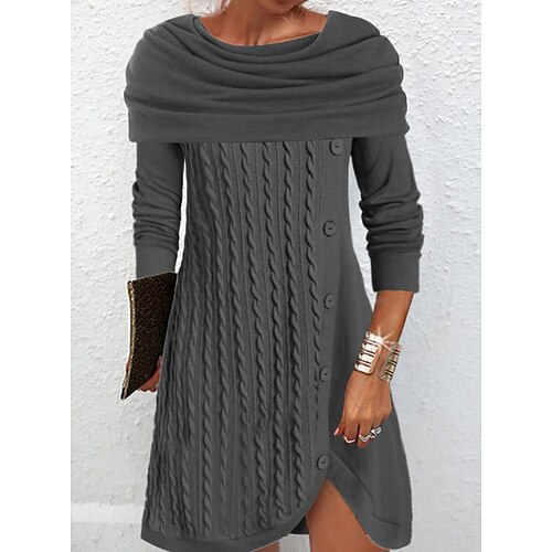 Women's Sweater Dress Sheath Dress Knit Dress Mini Dress Dark Gray Long Sleeve Pure Color Button Winter Fall Spring Crew Neck Stylish Weekend 2022 S M L XL XXL 3XL
Women's Sweater Dress Sheath Dress Knit Dress Mini Dress Dark Gray Long Sleeve Pure Color Button Winter Fall Spring Crew Neck Stylish Weekend 2022 S M L XL XXL 3XL