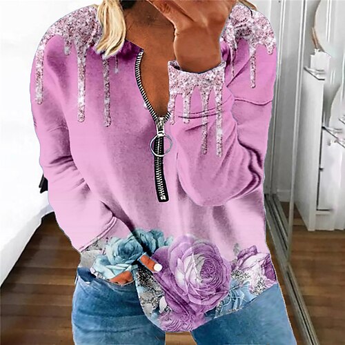 Women's Plus Size Tops Pullover Sweatshirt Floral Zipper Print Long Sleeve Crew Neck Casual Daily Vacation Polyester Winter Fall Green Purple
Women's Plus Size Tops Pullover Sweatshirt Floral Zipper Print Long Sleeve Crew Neck Casual Daily Vacation Polyester Winter Fall Green Purple