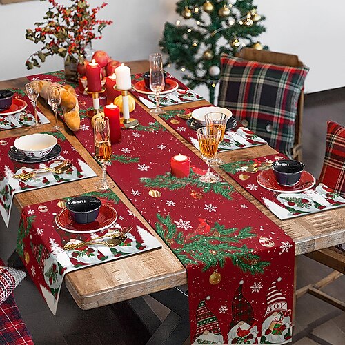 Christmas Table Runner, Seasonal Winter Xmas Holiday Kitchen Dining Table Decoration for Indoor Outdoor Home Party Decor
Christmas Table Runner, Seasonal Winter Xmas Holiday Kitchen Dining Table Decoration for Indoor Outdoor Home Party Decor