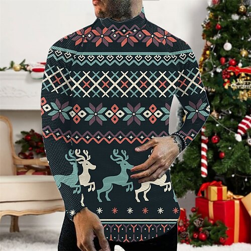 Men's T shirt Tee Graphic Ugly Christmas Turtleneck Black Red 3D Print Outdoor Christmas Long Sleeve Print Clothing Apparel Basic Streetwear Comfortable
Men's T shirt Tee Graphic Ugly Christmas Turtleneck Black Red 3D Print Outdoor Christmas Long Sleeve Print Clothing Apparel Basic Streetwear Comfortable