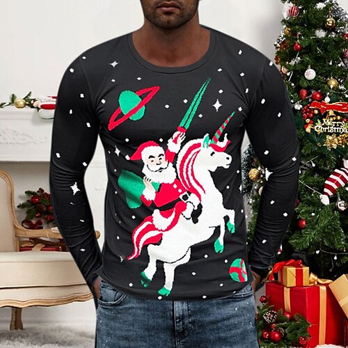 Men's T shirt Tee Santa Claus Graphic Prints Crew Neck Black 3D Print Outdoor Christmas Long Sleeve Print Clothing Apparel Basic Sports Designer Casual
Men's T shirt Tee Santa Claus Graphic Prints Crew Neck Black 3D Print Outdoor Christmas Long Sleeve Print Clothing Apparel Basic Sports Designer Casual