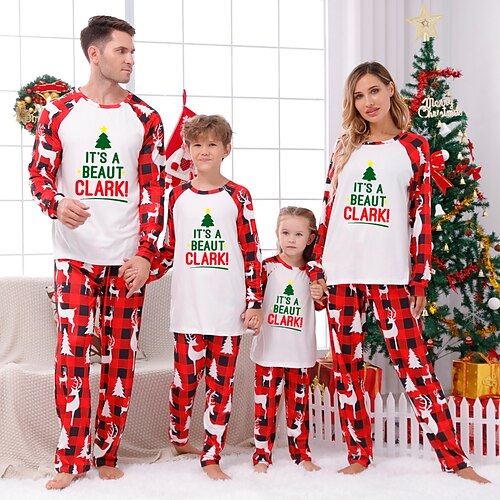 Christmas Pajamas Family Plaid Letter Christmas Tree Home White Long Sleeve Basic Matching Outfits
Christmas Pajamas Family Plaid Letter Christmas Tree Home White Long Sleeve Basic Matching Outfits
