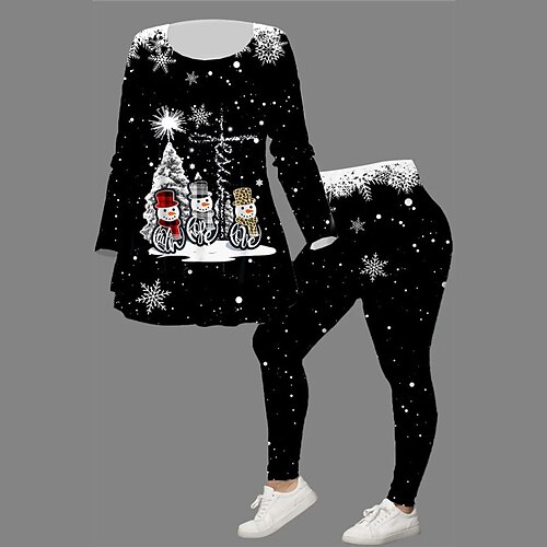 Women's Plus Size Tops Set Snowman Christmas Tree Print Long Sleeve Crew Neck Casual Festival Christmas Daily Polyester Winter Fall Black
Women's Plus Size Tops Set Snowman Christmas Tree Print Long Sleeve Crew Neck Casual Festival Christmas Daily Polyester Winter Fall Black