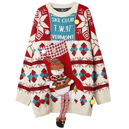 Women's Ugly Christmas Sweater Pullover Sweater Jumper Ribbed Knit Embroidered Pocket Geometric Crew Neck Stylish Vintage Style Outdoor Christmas Winter Fall Red White One-Size
Women's Ugly Christmas Sweater Pullover Sweater Jumper Ribbed Knit Embroidered Pocket Geometric Crew Neck Stylish Vintage Style Outdoor Christmas Winter Fall Red White One-Size