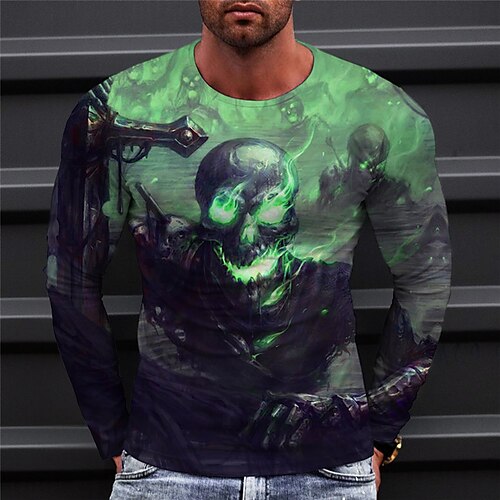 Men's T shirt Tee Skull Graphic Prints Crew Neck Green Blue Orange 3D Print Outdoor Street Long Sleeve Print Clothing Apparel Basic Sports Designer Casual
Men's T shirt Tee Skull Graphic Prints Crew Neck Green Blue Orange 3D Print Outdoor Street Long Sleeve Print Clothing Apparel Basic Sports Designer Casual
