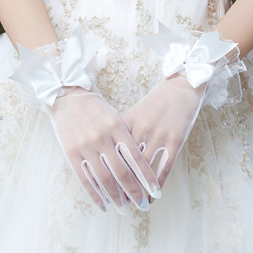 

Tulle Wrist Length Glove Vintage Style / Elegant With Bow(s) Wedding / Party Glove