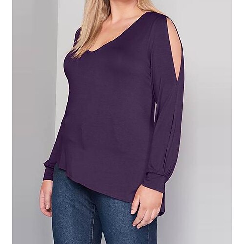 Women's Plus Size Tops Blouse Plain Cut Out Long Sleeve V Neck Fashion Modern Vacation Going out Polyester Winter Fall Purple
Women's Plus Size Tops Blouse Plain Cut Out Long Sleeve V Neck Fashion Modern Vacation Going out Polyester Winter Fall Purple