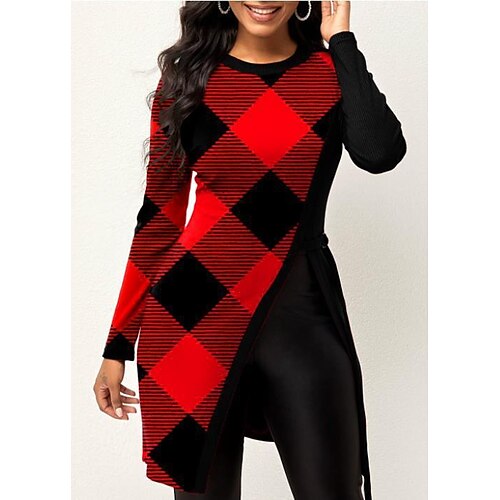 Women's Shirt Blouse Yellow Wine Red Floral Plaid Print Long Sleeve Casual Basic Round Neck Long Floral S
Women's Shirt Blouse Yellow Wine Red Floral Plaid Print Long Sleeve Casual Basic Round Neck Long Floral S