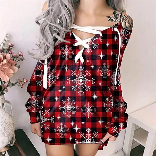 Women's Sweatshirt Dress Bodycon Sheath Dress Mini Dress Wine Khaki Dark Blue Long Sleeve Plaid Print Winter Fall Autumn Off Shoulder Fashion Christmas Vacation 2022 S M L XL 2XL 3XL 4XL 5XL
Women's Sweatshirt Dress Bodycon Sheath Dress Mini Dress Wine Khaki Dark Blue Long Sleeve Plaid Print Winter Fall Autumn Off Shoulder Fashion Christmas Vacation 2022 S M L XL 2XL 3XL 4XL 5XL