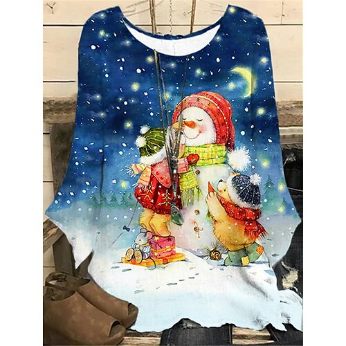 Women's Plus Size Christmas Tops Blouse Shirt Snowman Snowflake Print Long Sleeve Crew Neck Casual Festival Daily Polyester Winter Fall Light Blue Green
Women's Plus Size Christmas Tops Blouse Shirt Snowman Snowflake Print Long Sleeve Crew Neck Casual Festival Daily Polyester Winter Fall Light Blue Green