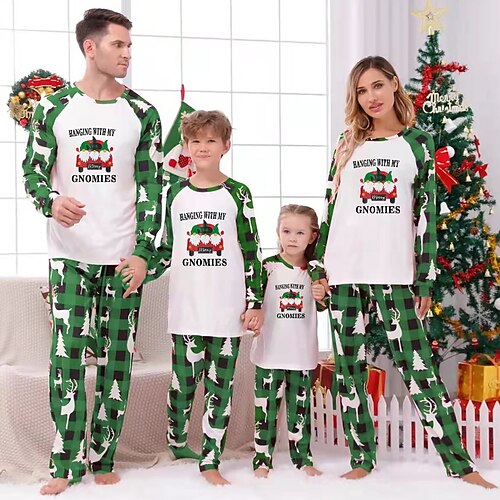 Christmas Pajamas Family Letter Santa Claus Christmas Tree Home Green Long Sleeve Basic Matching Outfits
Christmas Pajamas Family Letter Santa Claus Christmas Tree Home Green Long Sleeve Basic Matching Outfits