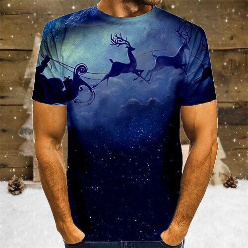 Men's Christmas T shirt 3D Print Galaxy Graphic 3D Short Sleeve Tops Basic Round Neck Blue
Men's Christmas T shirt 3D Print Galaxy Graphic 3D Short Sleeve Tops Basic Round Neck Blue