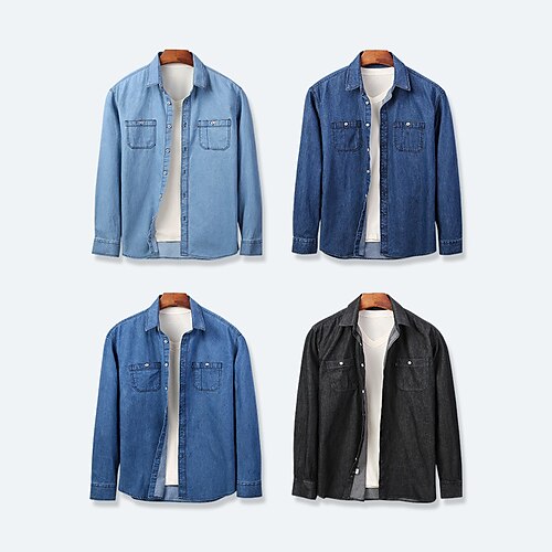 Men's Overshirt Denim Shirt Solid Color Turndown Sea Blue Black Blue Light Blue Work Street Long Sleeve Button-Down Clothing Apparel Sports Fashion Streetwear Casual
Men's Overshirt Denim Shirt Solid Color Turndown Sea Blue Black Blue Light Blue Work Street Long Sleeve Button-Down Clothing Apparel Sports Fashion Streetwear Casual