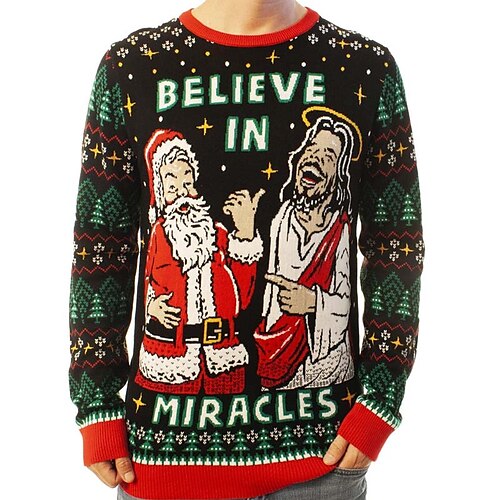 Men's Sweater Ugly Christmas Sweater Pullover Sweater Jumper Ribbed Knit Cropped Knitted Letter Crew Neck Keep Warm Modern Contemporary Christmas Work Clothing Apparel Fall & Winter Black S M L
Men's Sweater Ugly Christmas Sweater Pullover Sweater Jumper Ribbed Knit Cropped Knitted Letter Crew Neck Keep Warm Modern Contemporary Christmas Work Clothing Apparel Fall & Winter Black S M L
