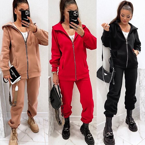 Women's Hoodie Tracksuit Pants Sets Sweatpants Joggers Basic Black Light Green Sports Outdoor Casual Solid Color Zipper Stand Collar S M L XL
Women's Hoodie Tracksuit Pants Sets Sweatpants Joggers Basic Black Light Green Sports Outdoor Casual Solid Color Zipper Stand Collar S M L XL