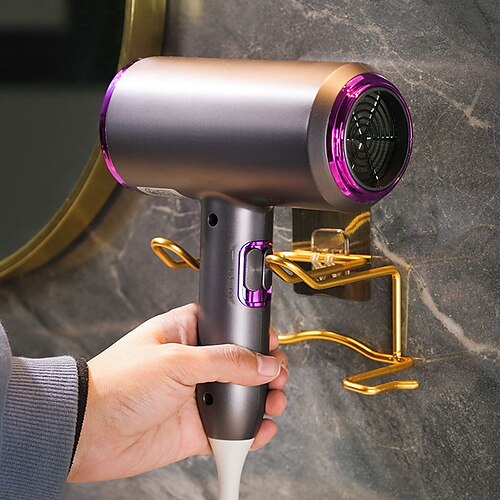 Golden Metal Hair Dryer Holder Hanging Rack Storage Rack Pasteable Wall Mounted Rack Toilet Supplies Bathroom Accessories
Golden Metal Hair Dryer Holder Hanging Rack Storage Rack Pasteable Wall Mounted Rack Toilet Supplies Bathroom Accessories