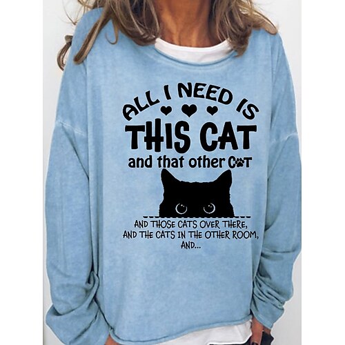 Women's Sweatshirt Pullover Basic Blue Khaki Gray Cat Street Round Neck Long Sleeve S M L XL 2XL 3XL
Women's Sweatshirt Pullover Basic Blue Khaki Gray Cat Street Round Neck Long Sleeve S M L XL 2XL 3XL