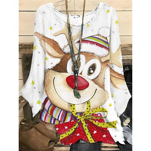Women's Plus Size Christmas Tops Blouse Shirt Animal Deer Print Long Sleeve Casual Holiday Daily Polyester Winter Fall White / Vacation
Women's Plus Size Christmas Tops Blouse Shirt Animal Deer Print Long Sleeve Casual Holiday Daily Polyester Winter Fall White / Vacation