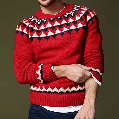 Men's Sweater Ugly Christmas Sweater Pullover Sweater Jumper Ribbed Knit Cropped Knitted Christmas Pattern Crew Neck Keep Warm Modern Contemporary Christmas Work Clothing Apparel Fall & Winter Red S
Men's Sweater Ugly Christmas Sweater Pullover Sweater Jumper Ribbed Knit Cropped Knitted Christmas Pattern Crew Neck Keep Warm Modern Contemporary Christmas Work Clothing Apparel Fall & Winter Red S