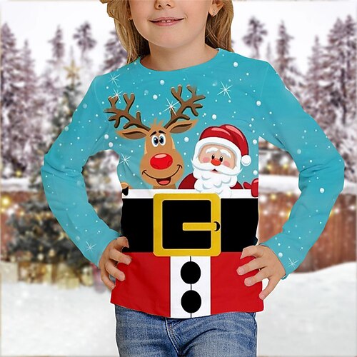 Kids Girls' Ugly Christmas T shirt Santa Claus Christmas Gifts 3D Printing Long Sleeve Crewneck Cute 7-13 Years Winter Blue
Kids Girls' Ugly Christmas T shirt Santa Claus Christmas Gifts 3D Printing Long Sleeve Crewneck Cute 7-13 Years Winter Blue
