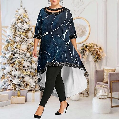 Women's Plus Size Casual Dress Color Gradient Boat Neck Half Sleeve Fall Winter Casual Maxi long Dress Vacation Going out Dress / 3D Print
Women's Plus Size Casual Dress Color Gradient Boat Neck Half Sleeve Fall Winter Casual Maxi long Dress Vacation Going out Dress / 3D Print