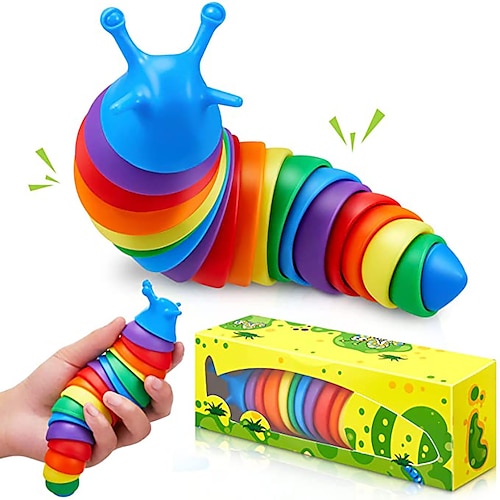 

5PCS New Fidget Slug Toy Articulated Flexible 3D Slug Fidget Toy All Ages Relief Anti-Anxiety Sensory Toys for Children Aldult