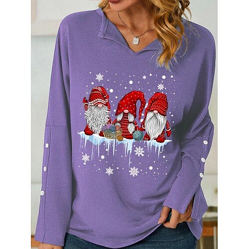 Women's T shirt Tee Light gray Santa's Helper Long Sleeve Home Christmas V Neck Regular
Women's T shirt Tee Light gray Santa's Helper Long Sleeve Home Christmas V Neck Regular