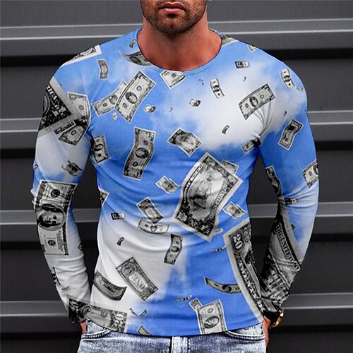Men's T shirt Tee Graphic Prints Dollars Crew Neck Blue Red Light Blue 3D Print Outdoor Street Long Sleeve Print Clothing Apparel Basic Sports Designer Casual
Men's T shirt Tee Graphic Prints Dollars Crew Neck Blue Red Light Blue 3D Print Outdoor Street Long Sleeve Print Clothing Apparel Basic Sports Designer Casual
