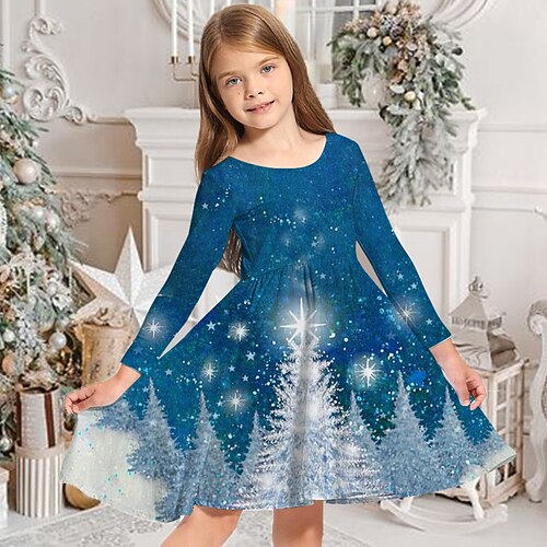 Kids Girls' Christmas Dress Christmas Tree Casual Dress Above Knee Dress Christmas Gifts Crewneck Crew Neck Long Sleeve Adorable Dress 3-10 Years Winter Blue
Kids Girls' Christmas Dress Christmas Tree Casual Dress Above Knee Dress Christmas Gifts Crewneck Crew Neck Long Sleeve Adorable Dress 3-10 Years Winter Blue