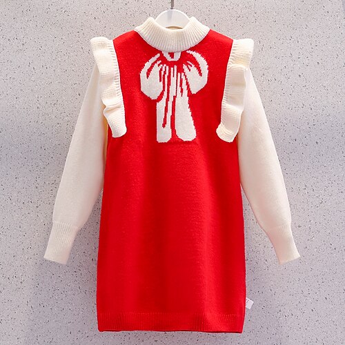 Kids Girls' Dress Graphic Sweater Dress Knee-length Dress School Ruffle Crew Neck Long Sleeve Daily Dress 3-12 Years Winter Red
Kids Girls' Dress Graphic Sweater Dress Knee-length Dress School Ruffle Crew Neck Long Sleeve Daily Dress 3-12 Years Winter Red
