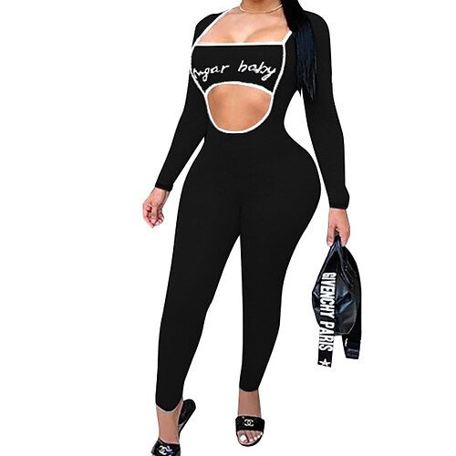 Women's Jumpsuit Cut Out Letter Square Neck Casual Street Daily Regular Fit Long Sleeve Black Blue Gray S M L Fall
Women's Jumpsuit Cut Out Letter Square Neck Casual Street Daily Regular Fit Long Sleeve Black Blue Gray S M L Fall