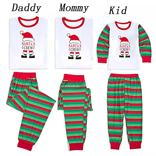 Christmas Pajamas Family Letter Stripe Home Green Long Sleeve Basic Matching Outfits
Christmas Pajamas Family Letter Stripe Home Green Long Sleeve Basic Matching Outfits