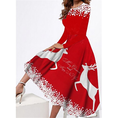 Women's Casual Dress Swing Dress Midi Dress Wine Long Sleeve Animal Pocket Winter Fall Autumn Round Neck Fashion Christmas Daily Weekend 2022 S M L XL XXL 3XL
Women's Casual Dress Swing Dress Midi Dress Wine Long Sleeve Animal Pocket Winter Fall Autumn Round Neck Fashion Christmas Daily Weekend 2022 S M L XL XXL 3XL